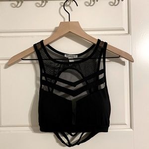 Black high neck sports bra mesh forever 21